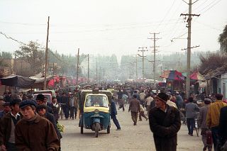 41 Kashgar Busy Street On The Way To Sunday Market 1993.jpg